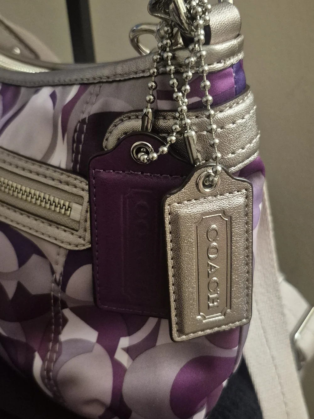 Coach Purple/lilac Signature C Pattern Shoulder Bag with Metallic Trim